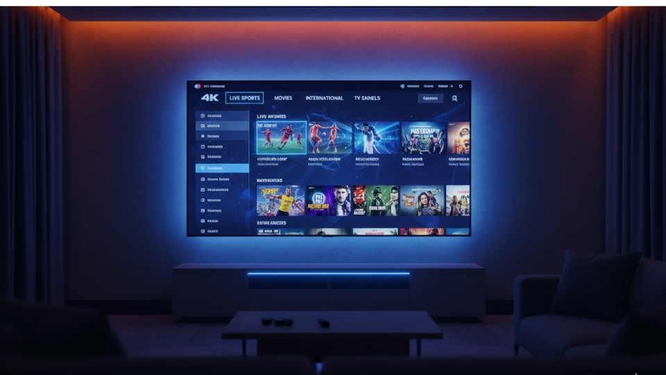 IPTV stick displayed on tv, showcasing the best streaming channels.