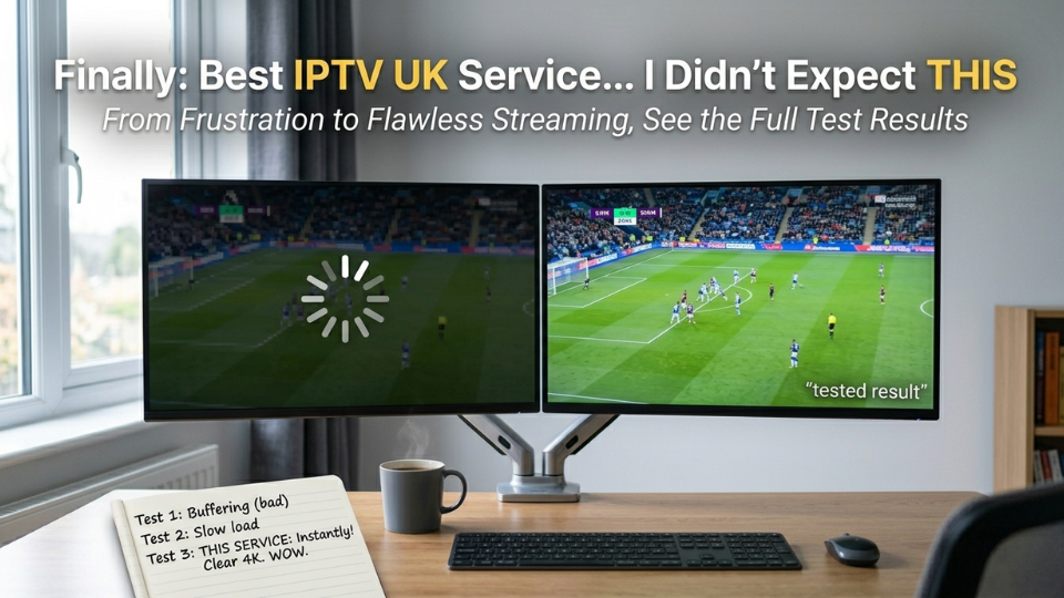 Side by side test showing the best IPTV UK service with no buffering